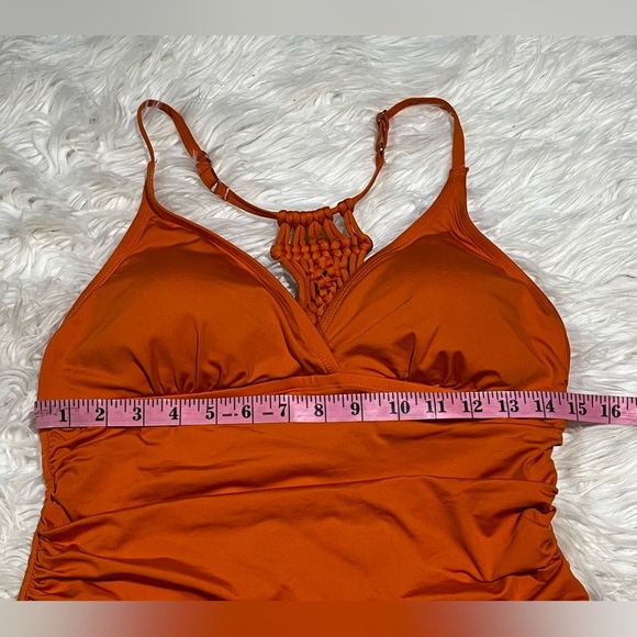 Hilor Macrame Back Shirred Halter One Piece Tummy Control Swimsuits Swimwear - Picture 11 of 12